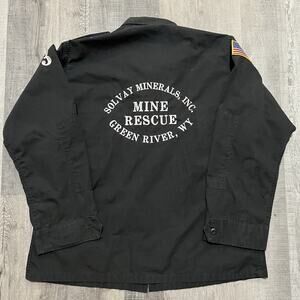 VTG Wyoming Mine Rescue Black Military Cotton Shirt Solvay Minerals Inc Mining